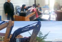 Saksi saat diperiksa dan 1 alat berat Excavator yang berhasil di amankan Polres Pohuwato