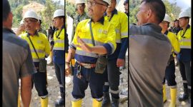 Pihak perusahaan PGM saat turun menghentikan aktifitas warga lokal di lokasi Nanasi, Desa Hulawa, Kecamatan Buntulia. Dok istimewa