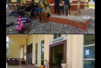 Foto kolase Massa aksi yang menginap dan menggantung pakaian hingga pakaian dalam di depan Kantor Bupati/Dok.Akulturasipost
