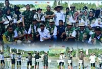 Kolase foto Pemda Pohuwato bersama Pangdam XIII/Merdeka Mayjen TNI Mirza Agus S.I.P. Penanaman dilakukan di lahan program CSR Kodim 1313/Pohuwato sebagai bagian dari penguatan ketahanan pangan daerah/Dok.Istimewa