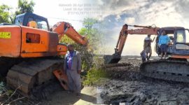 Pantauan Alat Berat Excavator HItachi oleh Tim Lapangan BKSDA(kiri)dan Lokasi Penangkapan di CA oleh Tim POS AL(kanan).Dok: Istimewa