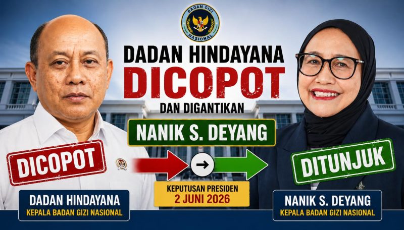 Kepala BGN Dadan Hidayana di ganti oleh Nanik  S.Deyang.