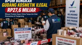 Ilustrasi penyitaan ribuan  Kosmetik tanpa izin dan berbahan berbahaya oleh BPOM RI.ditingkatkan menggunakan artifiasial intelegen
