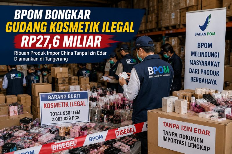 Ilustrasi penyitaan ribuan  Kosmetik tanpa izin dan berbahan berbahaya oleh BPOM RI.ditingkatkan menggunakan artifiasial intelegen