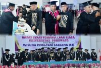 Momen saat Bupati Pohuwato Saipul Mbuinga memeluk Wisudawan Sonnie Samoe yang dikenal merupakan Kritikus aktif terhadap kebijakan pemerintah. Dok Istimewa