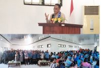 Kepala Balai Guru dan Tenaga Kependidikan (BGTK) Provinsi Maluku, Eky Aristanto P. Punu saat memberikan sambutan dalam rangka tatap muka perdana bersama Para kepala sekolah di Aula kantor Dinas Pendidikan Malra kamis 11/06/2026. Doc Foto Erick