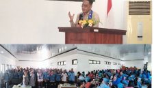 Kepala Balai Guru dan Tenaga Kependidikan (BGTK) Provinsi Maluku, Eky Aristanto P. Punu saat memberikan sambutan dalam rangka tatap muka perdana bersama Para kepala sekolah di Aula kantor Dinas Pendidikan Malra kamis 11/06/2026. Doc Foto Erick