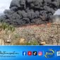 Ribuan Ban bekas terbakar dan menyebabkan kepulan asap hitam pekat di Desa Lelilef Waibulan, Weda Tengah, Maluku utara/Dok.Istimewa