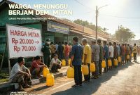 Ilustrasi warga mengantri membeli Minyak tanah di Kei Kecil, Maluku utara,editor Erick.
